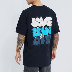 T-shirt personnalisé pour homme 100% coton avec 3D unique pour motif solide imprimé bouffant et votre propre logo quantité minimale de commande bas - Product Image 3