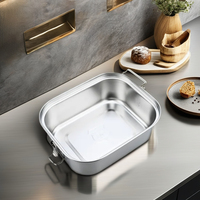 Boîte à lunch carrée en acier inoxydable personnalisable, récipient alimentaire chauffable avec logo, vaisselle