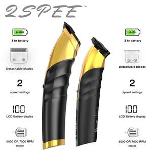 Tondeuse professionnelle sans fil 2-en-1 pour barbier, 2 vitesses, tondeuse à cheveux et à barbe, lames amovibles, affichage facile de la batterie, professionnelle - Product Image 6