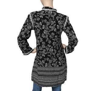 Women's Printed Boski <b>Kurti</b> - Black - Product Image 4