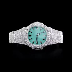 Reloj de diamantes de moissanita de lujo automático de acero inoxidable de alta calidad, joyería de reloj helado para hombres y mujeres, estilo de moda - Product Image 1