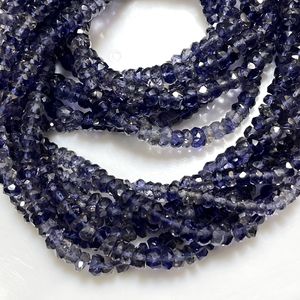 Perles en forme de rondelle à facettes en iolite naturelle en gros 3.5-4MM perles de pierres précieuses bleues pour la fabrication de bijoux - Product Image 3