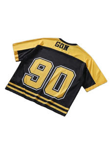 Wholesale Black <b>Gold</b> Oversized <b>Mesh</b> Jerseys Shirt Hip Hop Streetwear V Neck Sublimation Two Tone Football Jersey - Product Image 3