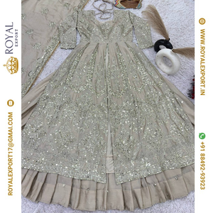 Lancement d'une nouvelle robe de soirée de marque Full Heavy Embroidery Sequence Work Suit Collections By Royal Export In Surat Gujarat - Product Image 4