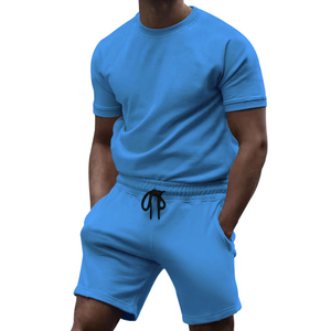 Conjunto de chándal de gimnasio para correr informal para hombre 2025, logotipo personalizado, 13 colores, camiseta de gran tamaño y pantalones cortos de verano, patrón estampado, deportes de otoño - Product Image 6