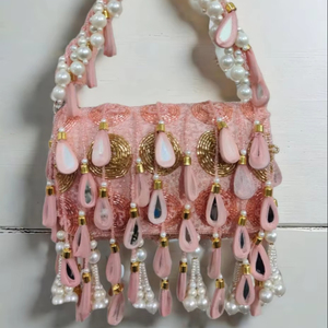 Elegant Candy Casual Fashion Pearl Embroidered Resin Evening Clutch Indian Handmade Party Purse Bridal Wear Export Quality - Product Image 1