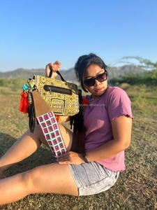Mới Đến Thực Sự Handmade Rajasthani Phụ Nữ Bộ Lạc Đa Màu Bông Vải Boho Hippie Da Lộn Da <span class=keywords><strong>Fringe</strong></span> <span class=keywords><strong>Tassel</strong></span> Banjara Túi - Product Image 5