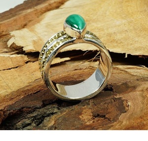 Malachite verte bicolore Spinner Bague d'anxiété de méditation en forme de poire en argent sterling 925 - Product Image 3