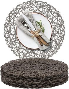 Vente en gros prix d'usine napperon rond naturel antidérapant résistant à la chaleur papier tressé table à manger intérieure et extérieure style classique - Product Image 1