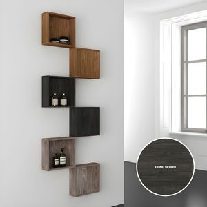 Unità a muro a cubo aperto in olmo scuro dimensioni 34x34x13 cm per bagno camera da letto ingresso confezione da 1 - Product Image 3