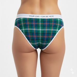 100% Cotton Mid-Rise Hipster <b>Panties</b> <b>for</b> <b>Women</b> Adults Plaid Pattern Breathable Eco-Friendly Anti-Bacterial Made Istanbul XL Size - Product Image 5