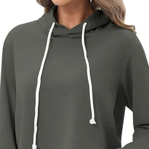 เสื้อฮู้ดเอวลอยทำจากวัสดุระบายอากาศ100% สำหรับผู้หญิงเสื้อครอปไหล่ตกราคาสมเหตุสมผล - Product Image 2