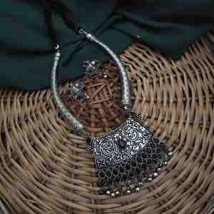 High-Quality SHIPRA Oxidised Hasli <b>Set</b> Necklace & <b>Earrings</b> | Best Seller | Exported from India - Product Image 3