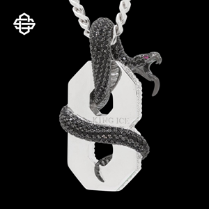 Collar de Cadena Cubana con Colgante de Número 8 con Diamantes Blancos y Negros, Estilo Hip Hop, para Raperos - Product Image 1