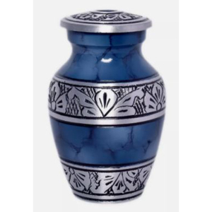 Highest Quality Metal Funeral <b>Keepsake</b> Eco-Friendly Cremation Urns Blue Enamel With Engraving Band Brass Urns For Women And Man - Product Image 1