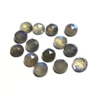 Batu Permata Labradorit Alami 5mm Potongan Rose Cabochon Bersertifikat IGI, Terolah Panas, Kualitas AAA, Api Biru, Harga Grosir Vivaaz