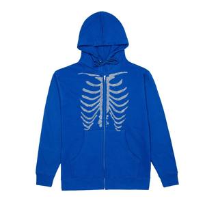 Sudaderas con capucha con diamantes de imitación personalizadas 100% algodón Color puro liso con cremallera invierno Unisex Rhinestone gimnasio polar cremallera completa, calle - Product Image 6