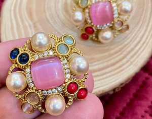 Conjunto de pendientes de tachuelas con abalorio glamoroso, hermoso brillo, ligero para mujer, ropa moderna, ropa de boda para mujeres y niñas - Product Image 6