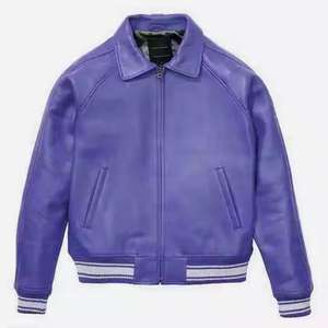 Vestes bomber d'hiver pour hommes en gros, impression de logo personnalisée, doublure en fourrure de mouton, fermeture à boutons tricotée, séchage rapide, respirant - Product Image 4