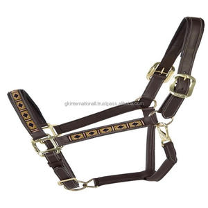 Licou de cheval en cuir rembourré noir ou Havana de qualité supérieure, licou de cheval solide cousu et durable avec perles et cristaux, vente en gros - Product Image 5