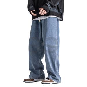 Jean Jogger Homme Personnalisé Hip Hop Coupe Ample Streetwear Biker Baggy Imprimé Cargo Tendance Confortable en Velours Côtelé - Product Image 1