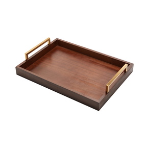 Unique Design Wooden Serving <b>Tray</b> <b>With</b> Golden <b>Handle</b> for Wedding Party Tabletop Decorating Dinnerware Serving Use - Product Image 3