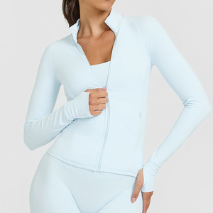 Vente en gros de haute qualité pour femmes Yoga Gym respirant veste à glissière avant avec logo personnalisé et couleurs - Product Image 4
