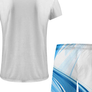 Conjunto de ropa deportiva de 2 piezas con diseño abstracto azul Impresión por sublimación Conjunto de ropa deportiva para hombres con pantalones cortos de impresión completa - Product Image 5