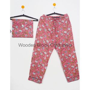 Conjunto de pijamas de algodón orgánico 100% para mujer, bloque de mano, estampado Floral, hermosa ropa de descanso, traje de noche suave para mujer, regalo perfecto - Product Image 3