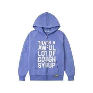 Sudadera con capucha y cremallera de invierno y otoño, estampada, personalizada, de peso pesado, con diseño 'Awful Lot of Cough Syrup', para hombre, al por mayor - Product Image 3