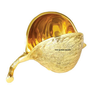 Bol de service en aluminium doré de style Art Déco, design feuille, pour fruits secs, usage domestique, hôtel, table, prix raisonnable - Product Image 3