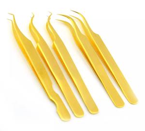 Pinzas de extensión de pestañas doradas, calidad profesional, removedor de espinillas, pinzas de puntos finos afilados, mejor agarre, ventilador de recolección, aislamiento - Product Image 6