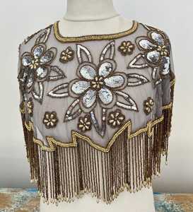 Elegante vestido de fiesta de noche antiestático para mujer con capa de cuentas y hermosas perlas bordadas con flecos - Product Image 3