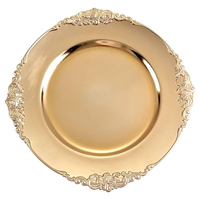 Assiette de présentation en plastique perlée de cristaux dorés, couleur personnalisable, pour décoration de mariage, écologique, luxe moderne, service de repas chauds