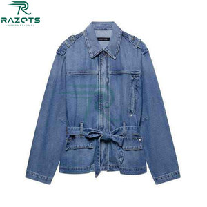 Razorts International Women's <b>Denim</b> <b>Jacket</b> Washed Regular Fit <b>Cropped</b> Vintage Style Eco-Friendly Spring Winter Casual Wear - Product Image 6