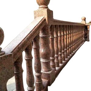 ราวบันไดหินอ่อนสีแดงลูกกรงหินหินอ่อนสำหรับตกแต่งบ้าน - Product Image 4