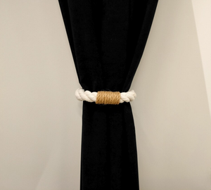 Corbata de cortina de algodón blanco, corbata de cortina hecha a mano con decoración de yute y cierre Reef Twisted Rope Curtain Tiebacks Embrace Ties - Product Image 4