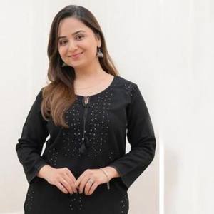 Beautiful Heavy Rayon Cotton With Pant and Beautiful Embroidery Work in Front on Top Casual Outdoor Wear Fully <b>Stitched</b> <b>Dress</b> - Product Image 1