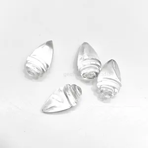 水晶石英海螺贝壳雕刻宝石，水晶石英贝壳形状宝石，雕刻水晶蜗牛壳，散珠，18x 10毫米