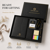 Ensemble cadeau personnalisé pour réunion d'entreprise, kit cadeau pour conférence, cadeau pour réunion d'affaires avec dossier A4, cordon, badge, notes adhésives, stylo, boîte