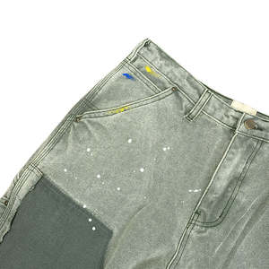 DENIM Custom Designer Double Knee Spray Painted Flare Jeans Pant Acid Wash Vintage <b>Carpenter</b> Jeans Men - Product Image 4