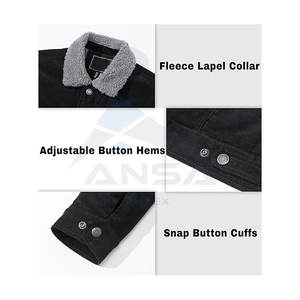 <b>Mens</b> Corduroy Jackets <b>Sherpa</b> Lined Winter Coats Thermal Warm <b>Fleece</b> Jacket Casual Lapel Trucker Style Outerwear for Cold Weather - Product Image 5