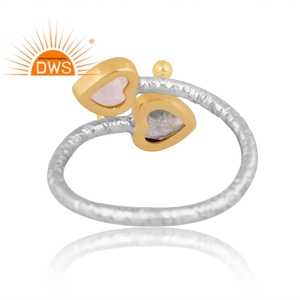 Dernières tendances Bague ajustable en argent sterling fin avec aigue-marine naturelle et cristal de quartz Fabricant de bijoux personnalisé - Product Image 4