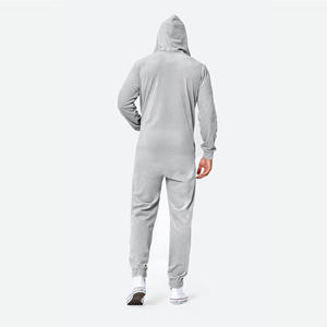 95% polyester 5% élasthanne deux voies YKK qualité fermeture à glissière ouverture unisexe gris clair Original velours combinaison - Product Image 2