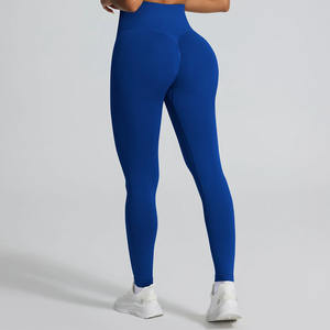 High Quality Women's S-L High Waist Seamless Sports Leggings Breathable Butt Scrunch Quick Dry <b>Nylon</b>/Spandex Elastic Waist - Product Image 4