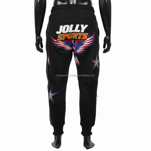 Pantalones de Jogger de moda Heavy 320 GSM Brushed Fleece Color negro bordado Eagle Patch con opción de logotipo personalizado pantalones de hombre lavados - Product Image 2