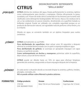 Spray anti-calcaire et polissant CITRUS 750 ml. (Faren 179750) - Product Image 2