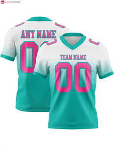 Maillot de football de mode authentique en maille rose blanc-bleu clair personnalisée motif solide respirant manches courtes imprimé techniques - Product Image 4