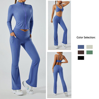 Ensemble 2 pièces de sport taille haute pour femme : veste, brassière et leggings respirants et très extensibles pour l'entraînement et le fitness