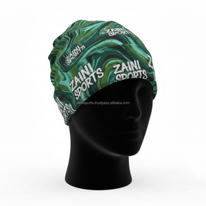 หมวกบีนนี่ผู้หญิง 200GSM ผ้าโพลีเอสเตอร์ยืดหยุ่น ลายพิมพ์วนสีเขียว ออกแบบโลโก้ตามสั่ง สไตล์ซับลิเมชั่น หมวกบีนนี่แบบจาการ์ด - Product Image 4